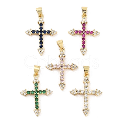 Rack Plating Brass Micro Pave Cubic Zirconia Pendants KK-Z064-11G-1