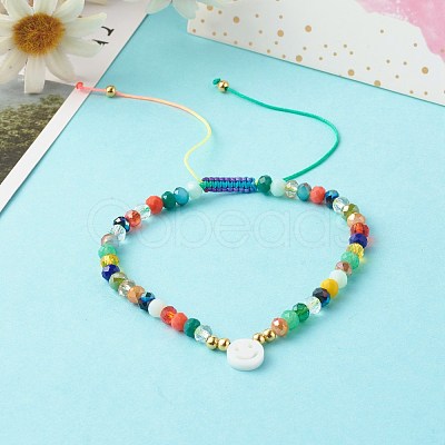 Electroplate Glass Nylon Thread Braided Bead Bracelets for Mom and Daughter BJEW-JB06359-03-1