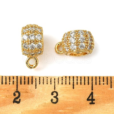 Brass Brass Micro Pave Cubic Zirconia Tube Bails KK-M277-09C-G-1