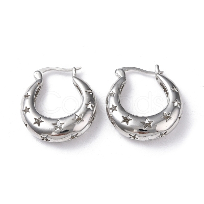 Rack Plating Brass Hollow Star Hoop Earrings for Women EJEW-G342-12P-1