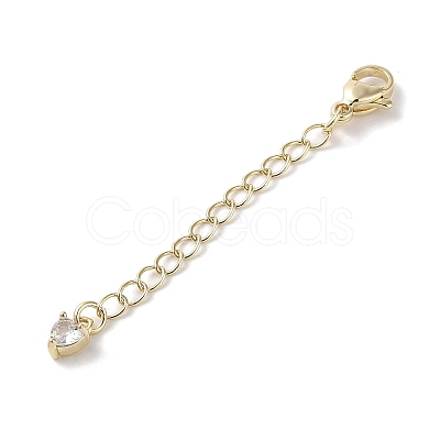 Brass Micro Pave Clear Cubic Zirconia Chain Extender KK-G491-52B-G-1