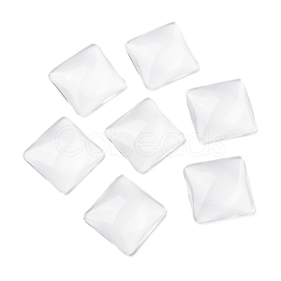 Clear Square Transparent Glass Cabochons X-GGLA-S013-25x25mm-1-1