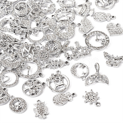 Pandahall 50Pcs 25 Styles Alloy Rhinestone Charms FIND-TA0002-94-1