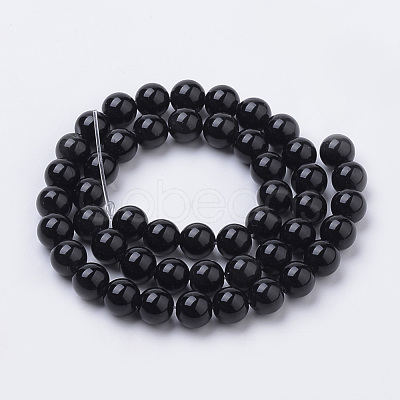 Natural Black Onyx Beads Strands G-S259-19-6mm-1