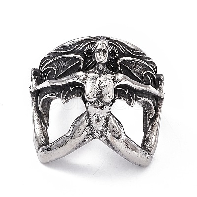 Gothic 304 Stainless Steel Finger Ring RJEW-F137-06AS-1