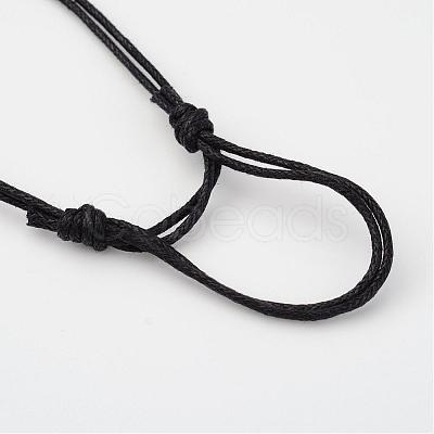 Adjustable Natural Lava Rock and Waxed Cotton Cord Bracelets BJEW-JB02333-01-1