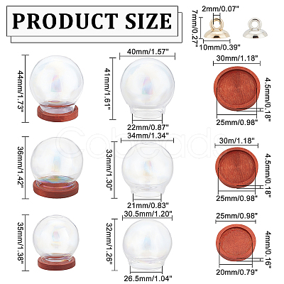 DELORIGIN 6 Sets 3 Style Glass Dome Cover ODIS-DR0001-02-1