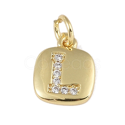 Rack Plating Brass Micro Pave CLear Cubic Zirconia Charms KK-E110-14G-L-1