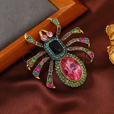 Spider Alloy Rhinestone Brooches JEWB-Q006-05A-1