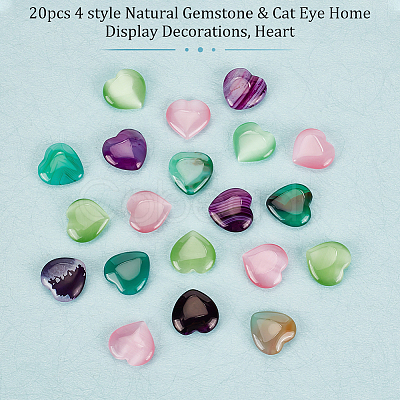 Olycraft 20pcs 4 style Natural Gemstone & Cat Eye Home Display Decorations DJEW-OC0001-36-1