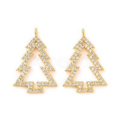 Brass Micro Pave Clear Cubic Zirconia Pendants KK-U017-07B-G-1