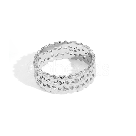 S925 Sterling Silver 3D Star Ring Simple Elegant Versatile Ring FK6410-16-1