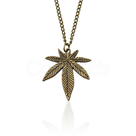 Tibetan Style Alloy Maple Leaf Pendant Necklace for Men WG37785-01-1