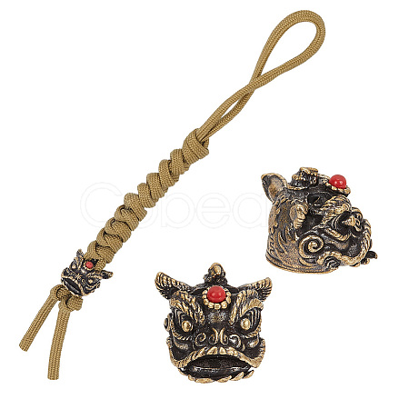 Outdoor EDC Tool Brass Parachute Rope European Beads KK-WH0081-44A-AB-1