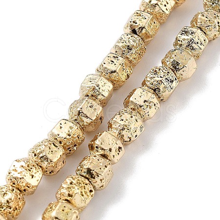 Electroplated Natural Lava Rock Beads Strands G-H303-A10-LG01-1