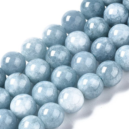 Dyed & Heated Natural Chalcedony Imitation Aquamarine Round Beads for DIY Bracelet Making Kit DIY-SZ0006-88C-1