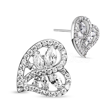 SHEGRACE Heart Simple Fashion Platinum Plated Brass Stud Earrings JE151A-1