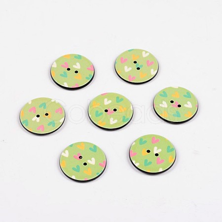 2-Hole Flat Round with Heart Pattern Acrylic Buttons BUTT-F055-03B-1