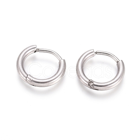 Tarnish Resistant 202 Stainless Steel Huggie Hoop Earrings EJEW-F111A-13mm-P-1