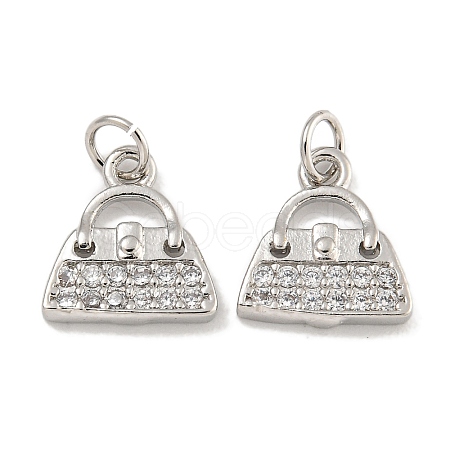 Rack Plating Brass Micro Pave Clear Cubic Zirconia Charms KK-U030-10P-1