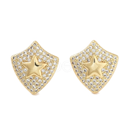 Brass Micro Pave Cubic Zirconia Stud Earrings for Women EJEW-E310-12G-03-1