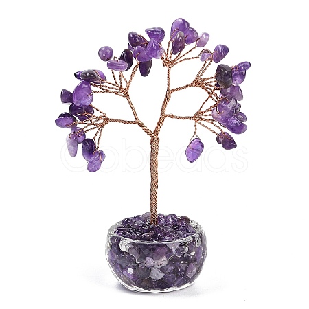 Natural Amethyst Chips Tree of Life Decorations DJEW-B013-01D-1