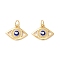 Rack Plating Brass Enamel Pendants, with Jump Ring, Cadmium Free & Nickel Free & Lead Free, Real 18K Gold Long-Lasting Plated, Evil Eye, Blue, 11.5x16x2mm, Hole: 3.5mm