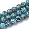 Handmade Millefiori Lampwork Beads Strands, Round, Dark Cyan, 8mm, Hole: 1.2mm, about 48pcs/strand, 14.17 inch(36cm)