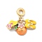 Rack Plating Brass Cubic Zirconia European Dangle Charms, Yellow Enamel Flip Flops & Hat Large Hole Pendants, Cadmium Free & Lead Free, Long-Lasting Plated, Real 18K Gold Plated, 29.5mm, Hole: 4.5mm