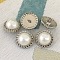 Alloy Shank Buttons, with Imitation Pearl Beads, 1-Hole, Half Round, Platinum, 20mm