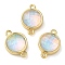 Synthetic Opal Connector Charms, Rack Plating Brass Flat Round Links, Golden, Champagne Yellow, 17.5x11.5x6mm, Hole: 1.4mm