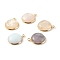 Natural & Syntheticl Gemstone Pendants, with 304 Stainless Steel Findings, Flat Round, 26.5~27x21~22x7~8mm, Hole: 3mm