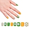 Nail Art Sets, with 24pcs Plastic Nail Tips, 24pcs Double Side Jelly Nail Glue , Green, 14.5~23x7~14mm, about 24pcs/set