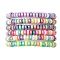 6Pcs Handmade Polymer Clay Heishi Beads Stretch Bracelets for Women, Flat Round, Mixed Color, Inner Diameter: 2 inch(5.2cm)