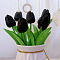 Plastic Artificial  Flower,  For DIY Wedding Bouquet, Party Home Decoration, Tulip, Black, 330x60mm, 10pcs/set