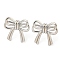 Rack Plating Brass Bowknot Stud Earrings, Long-Lasting Plated, Lead Free & Cadmium Free, Platinum, 21x22mm