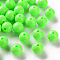 Opaque Acrylic Beads, Round, Lime, 12x11mm, Hole: 1.8mm