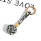 PU Leather & Rhinestone Keychain for Women, Round, Jet, 14x3.5cm