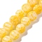 Handmade Millefiori Lampwork Beads Strands, Round, Gold, 8mm, Hole: 0.7mm, about 48pcs/strand, 14.37''(36.5cm)