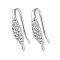 Brass Micro Pave Cubic Zirconia Earring Hooks, Fishhook, Platinum, 16x8.5x3mm, Hole: 1mm