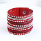 9-row Suede Cord & Rhinestone & Alloy Rivet Wrap Bracelets, Snap Bracelets for Women Girl, FireBrick, 7-7/8 inch(20cm)