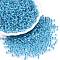 6/0 Transparent Inside Colours Glass Seed Round Beads, Round Hole, Deep Sky Blue, 4x3mm, Hole: 1.2mm, 4500pcs/pound