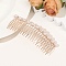 Alloy Hair Combs, with Imitation Plastic Pearl and Rhinestone, Light Gold, 80~120x40~50mm