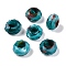 Two Tone Glass European Beads, Large Hole Beads, Faceted Rondelle, Dark Cyan, 14x8mm, Hole: 5.5~6mm