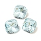 Glass Rhinestone Cabochons, Flat Back & Back Plated, Faceted, Square, Light Azore, 6x6x3.5mm