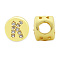 Brass Micro Pave Clear Cubic Zirconia Beads, Flat Round with Letter, Letter.K, 7.5x6.5mm, Hole: 3.5mm, 3pcs/bag