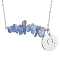 Natural Kyanite Chip & Constellation Pendant Necklaces, 304 Stainless Steel Cable Chains Necklaces, Stainless Steel Color, Libra, 16.93 inch(43cm)