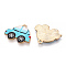 Printed Alloy Pendants, Car Charms, Cyan, 18.5x22.5x1.5mm, Hole: 1.5mm