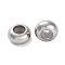 202 Stainless Steel Beads, with Rubber Inside, Slider Beads, Stopper Beads, Rondelle, Stainless Steel Color, 6x3mm, Hole: 1.2mm