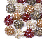 Glass Cluster Bead Cabochons, with Brass Rings and Alloy Sieve Findings, Light Gold, Mixed Color, 18~19x10~11.5mm